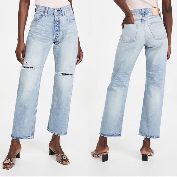 MOUSSY VINTAGE MV Teaneck Wide Straight Jeans size 24” in light/Blue - Picture 2 of 12